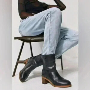 NEW Free People Tabby Black Leather Ankle Boot Women’s EU 39 US 9